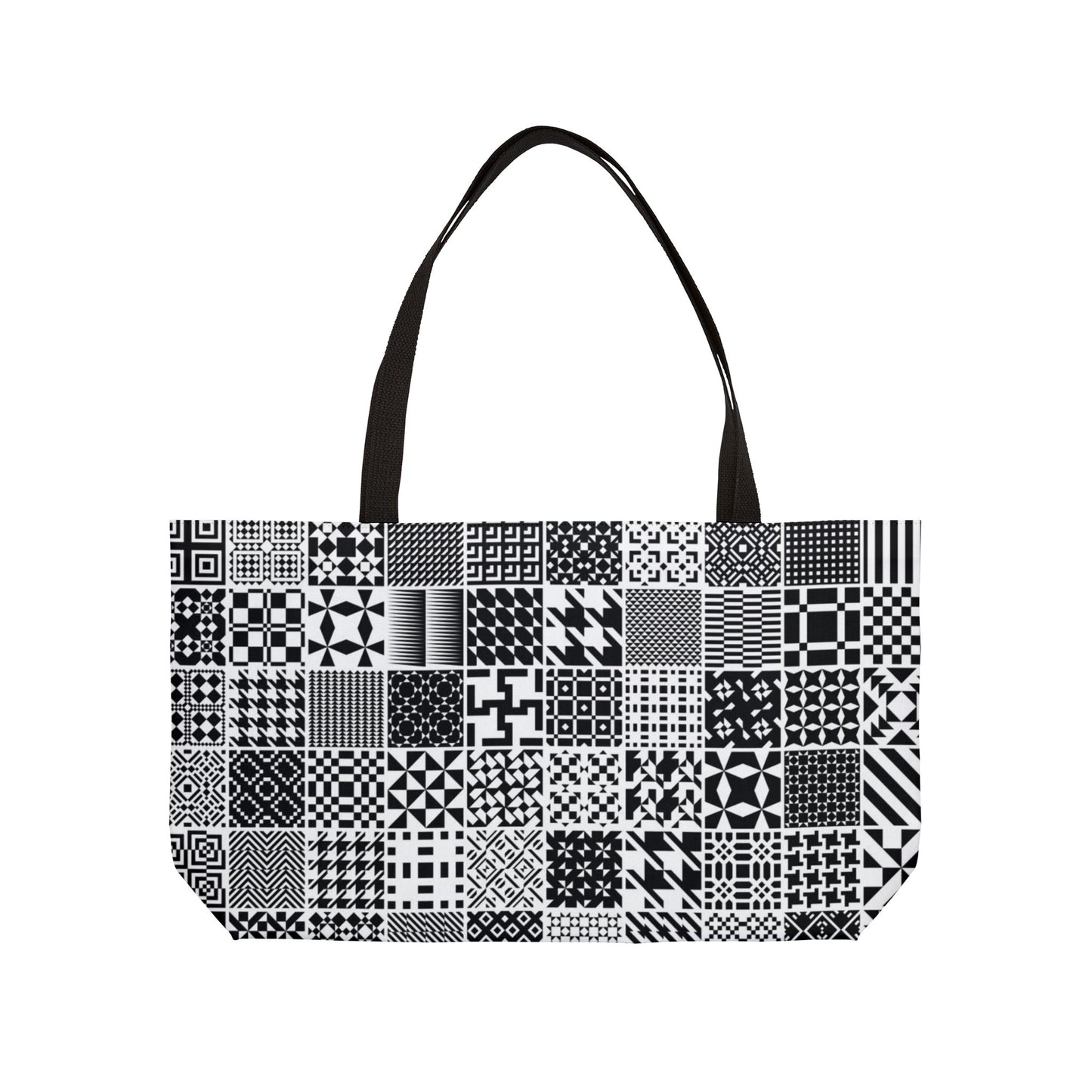 Stylish Black & White Weekender Tote Bag with Graphic Prints