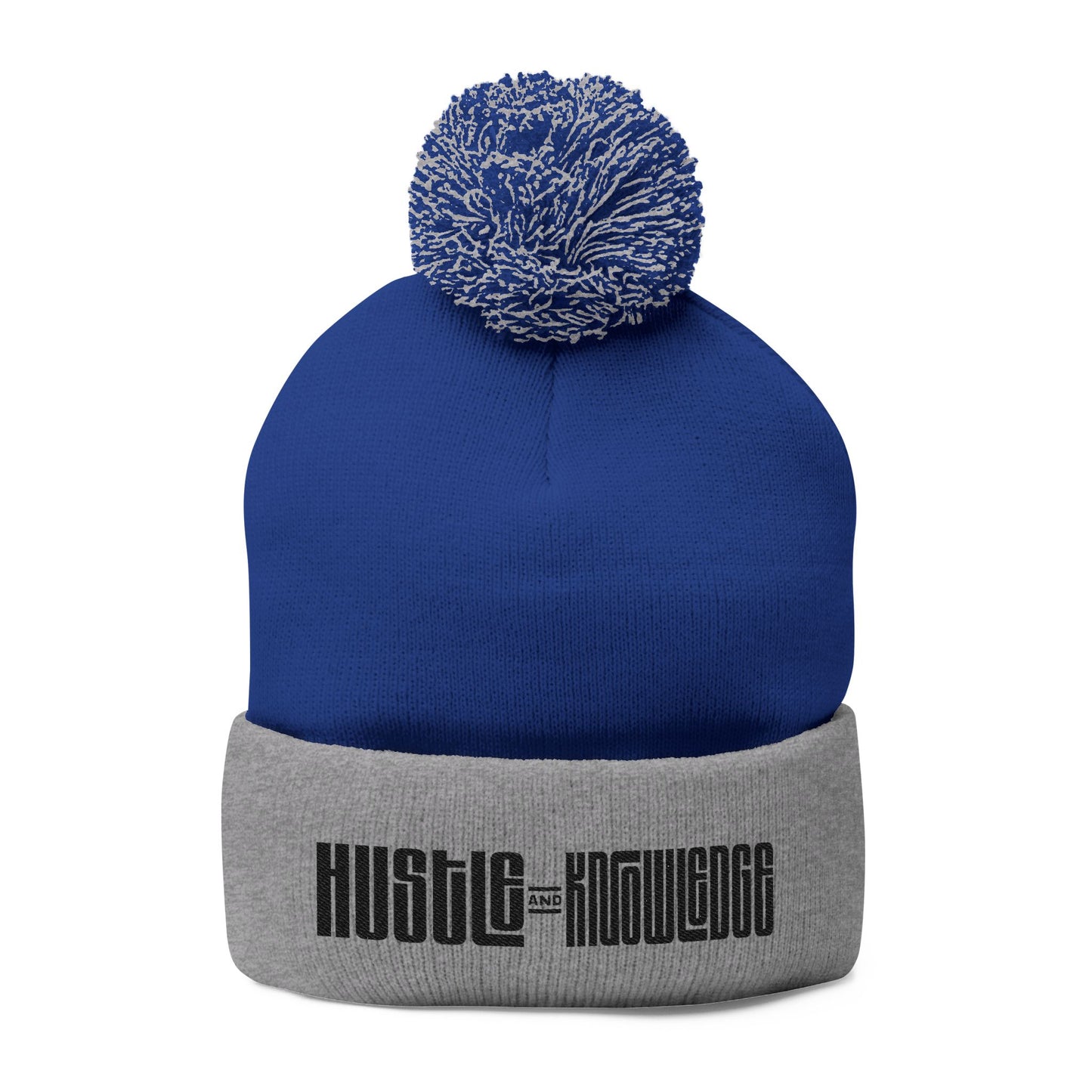 Hustle and Knowledge Pom-Pom Knit Cap