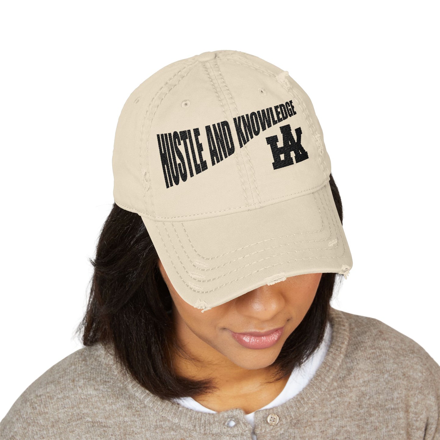 Distressed Dad Hat with Hustle and Knowledge Embroidery | Casual Cap for Dads, Gifts for Father's Day, Trendy Hats, Everyday Wear, [...]