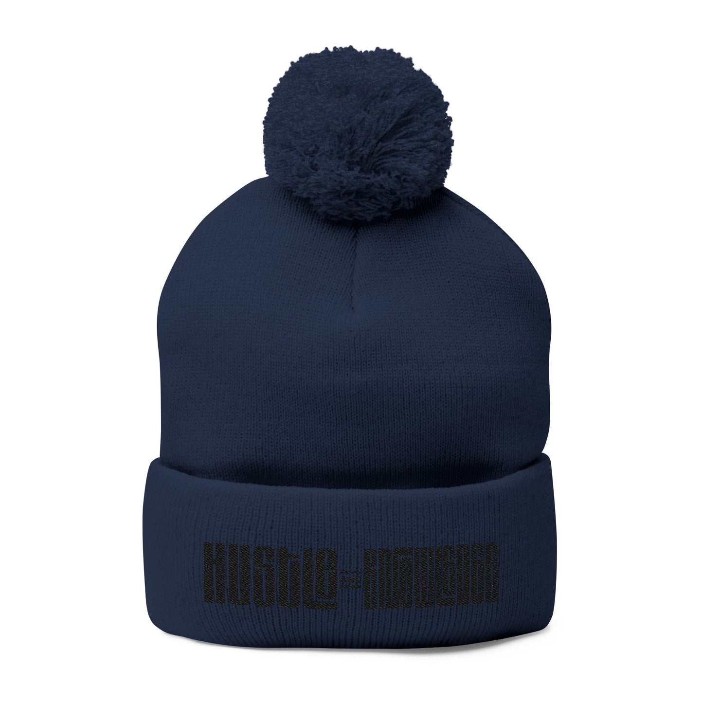 Hustle and Knowledge Pom-Pom Knit Cap