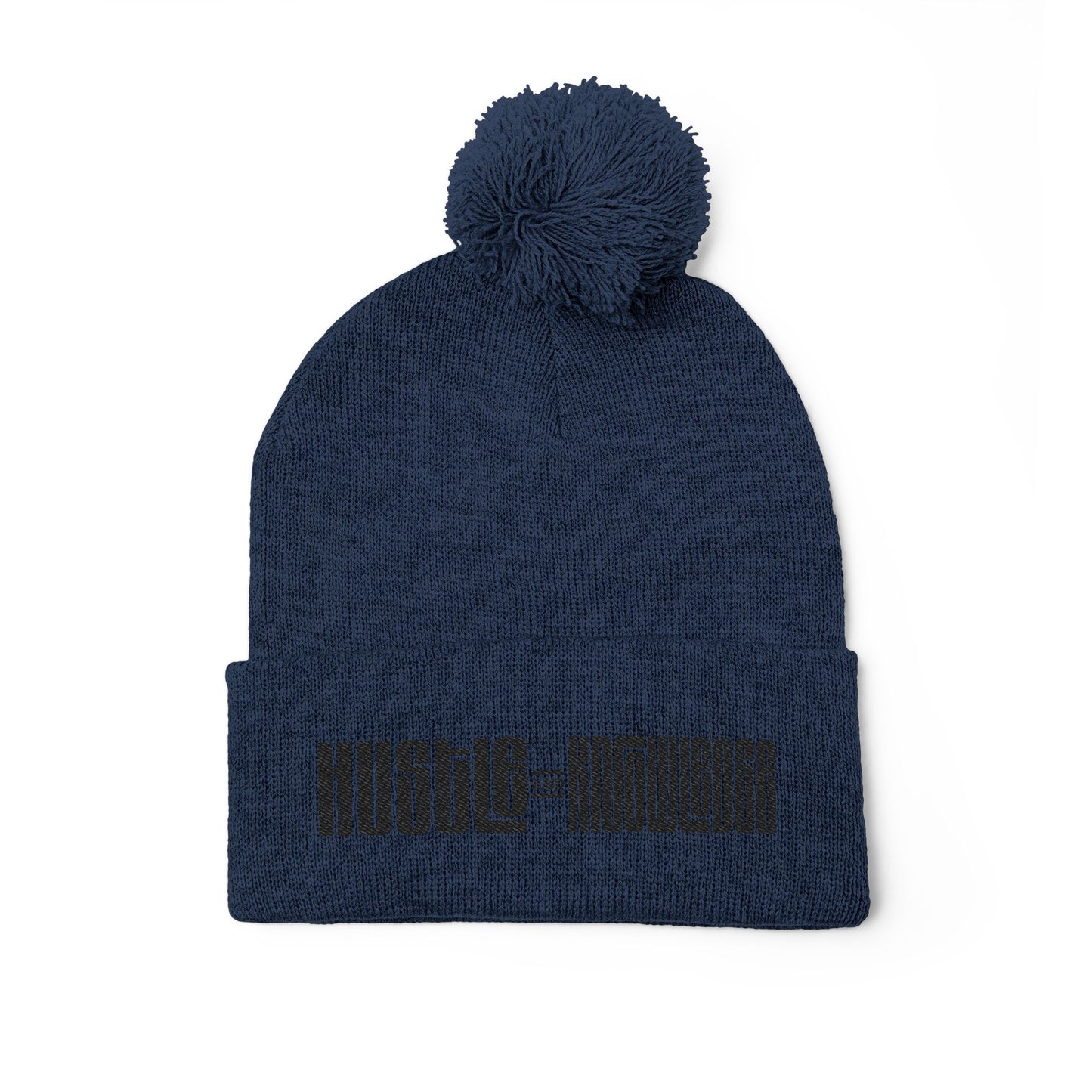 Hustle and Knowledge Pom-Pom Knit Cap