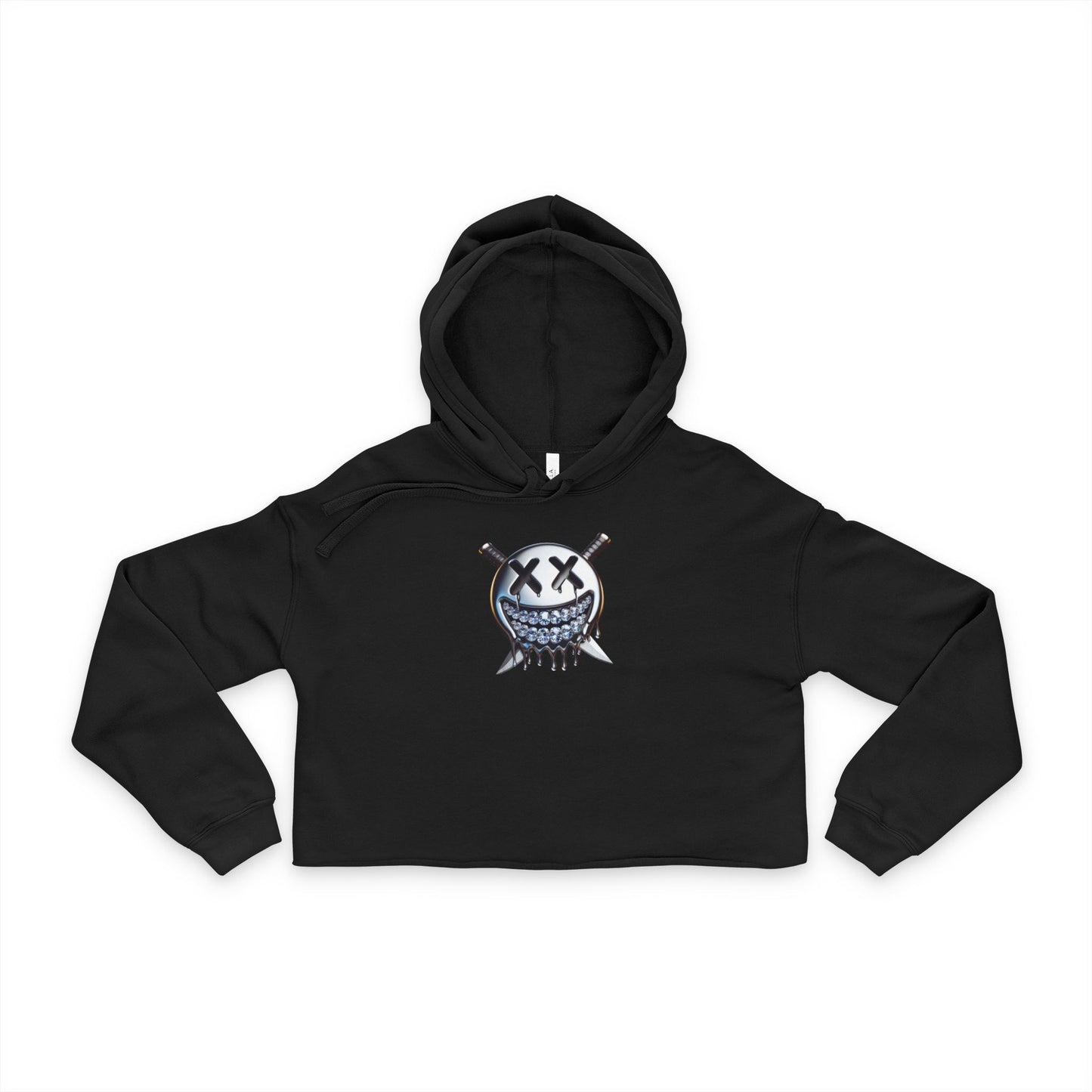 Edgy Women's Cropped Hoodie with Graphic Print - Casual Streetwear, Gift for Her, Trendy Outfit, Fall Fashion, Unique Style