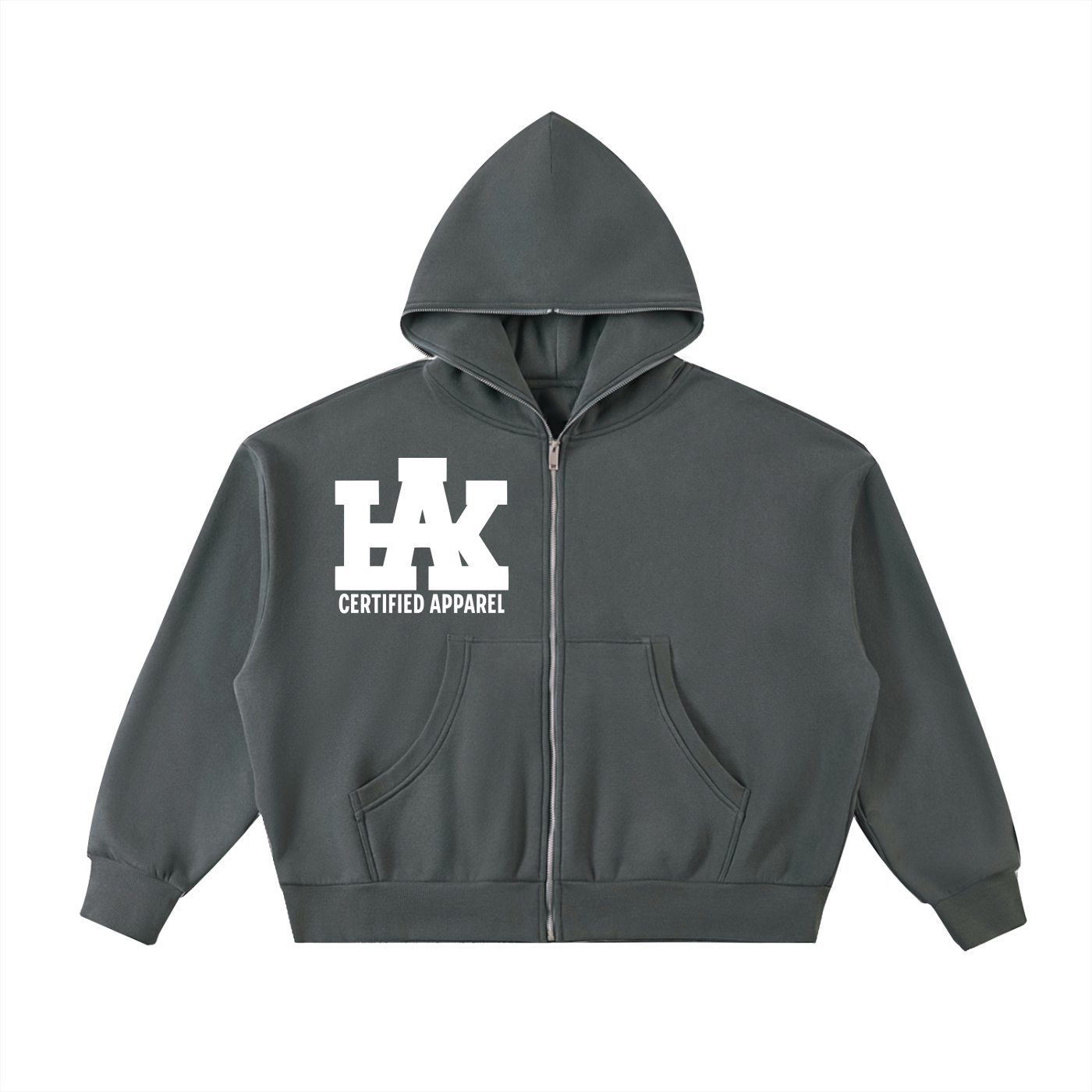 Fleeced Full-Zip Boxy Hoodie
