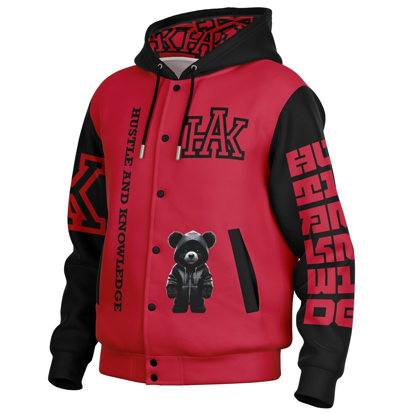 MENS Heavyweight Hooded Baseball Jacket - AOP