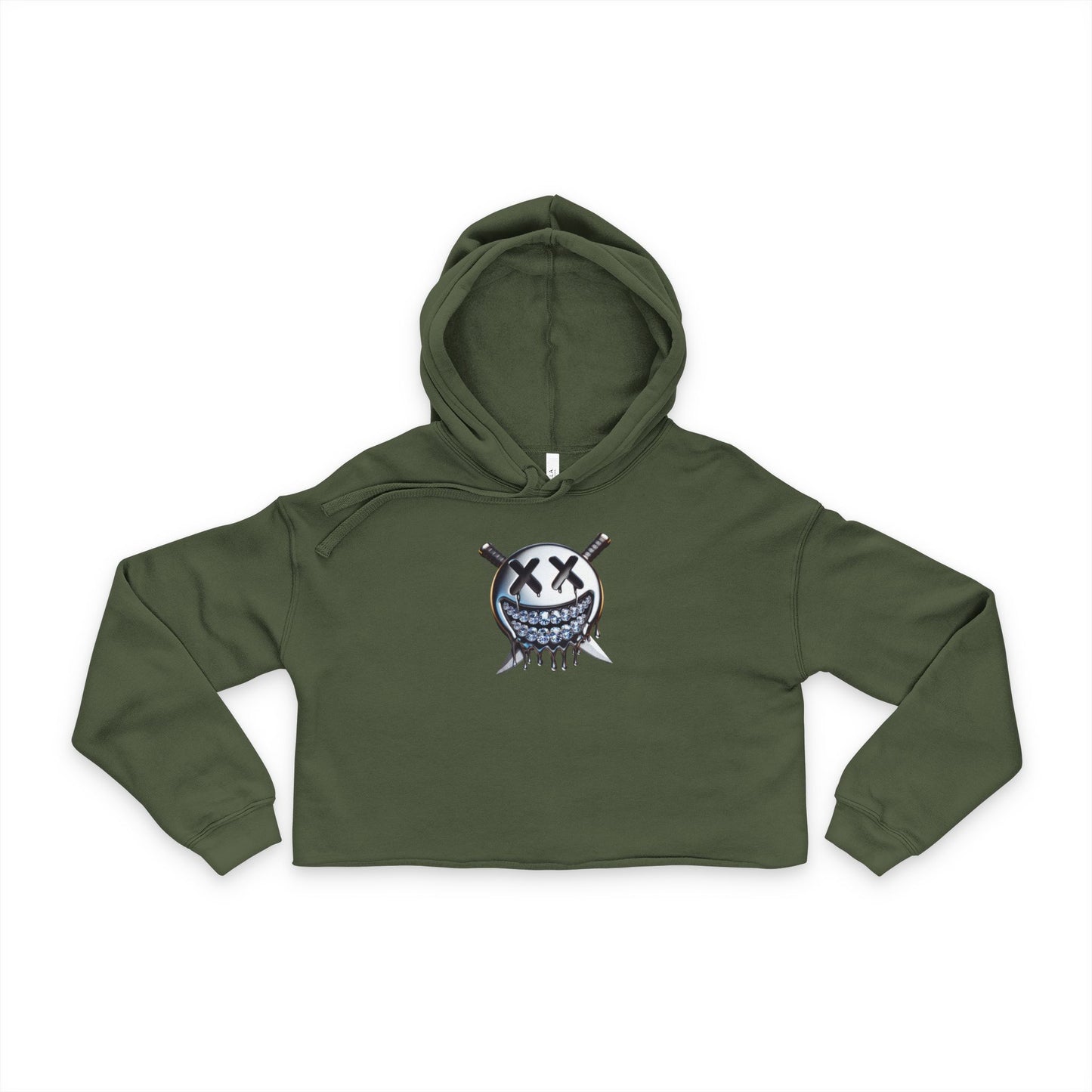 Edgy Women's Cropped Hoodie with Graphic Print - Casual Streetwear, Gift for Her, Trendy Outfit, Fall Fashion, Unique Style