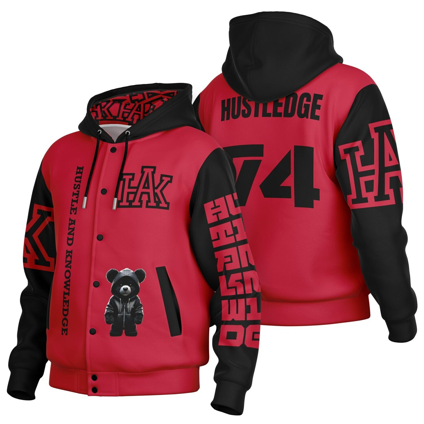 MENS Heavyweight Hooded Baseball Jacket - AOP