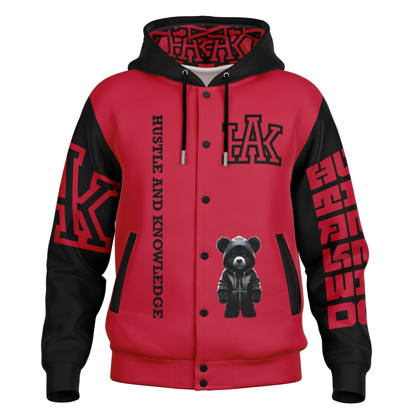 MENS Heavyweight Hooded Baseball Jacket - AOP